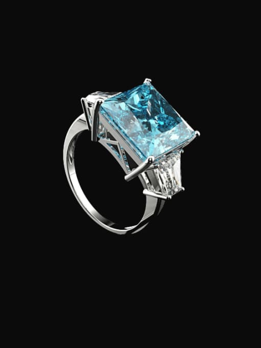Light blue [R 0352] 925 Sterling Silver Cubic Zirconia Geometric Luxury Band Ring